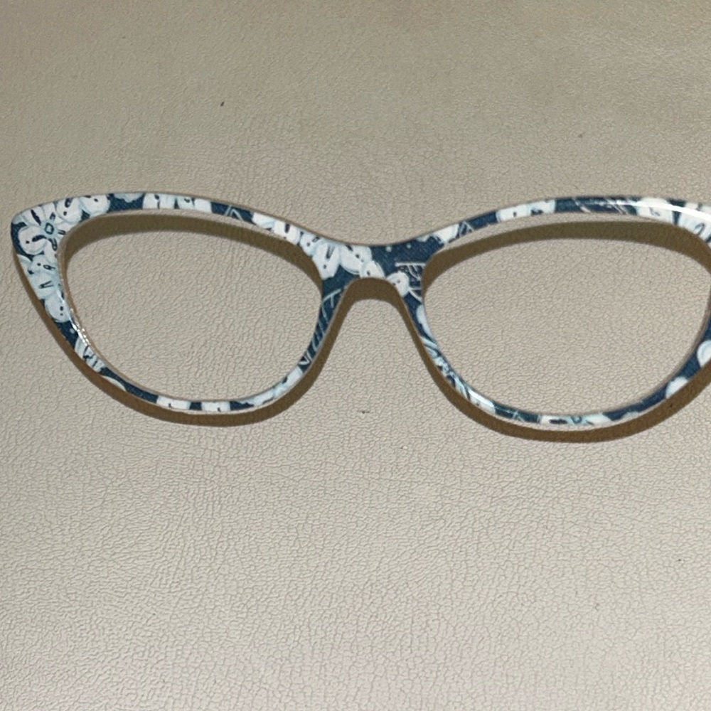 PAIR Eyewear Ella Toppers Denim Blue and White Print EUC